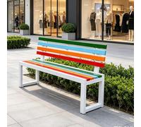 Moubhjd Silla de Parque de con Respaldo, Banco De Parque Resistente A La Intemperie, con Respaldo Marco 400 kg Apto para Patio y jardín, Porche,Taglia:100cm,Colore:Color 1 + Blanco