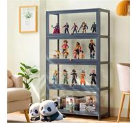 Moubhjd Vitrina De Acrílico Soporte De Exhibición De Almacenamiento, Vitrina Pared adopta un diseño de Concha, Evitar el Polvo y Las caídas para Colecciones Caja (4floors-80cm, Grey)