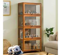 Moubhjd Vitrina De Acrílico Soporte De Exhibición De Almacenamiento, Vitrina Pared adopta un diseño de Concha, Evitar el Polvo y Las caídas para Colecciones Caja (4floors-80cm, Tan)