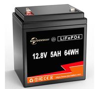 MOUDENSKAY 12V 5Ah LiFePO4 Batería de Litio 12V, Batería de Litio-Fosfato de Hierro, con más de 2500+ veces de ciclo profundo y protección BMS para iluminación de emergencia