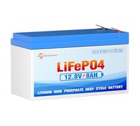 MOUDENSKAY Batería de litio LiFePO4 de 12V 8Ah con protección BMS y 3000 ciclos profundos sin mantenimiento, adecuada para iluminación de emergencia, camping, buscador de peces, UPS, etc.