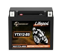 MOUDENSKAY Batería de Litio para Moto 12V 6Ah YTX12-BS LiFePO4 | Ultraligero Batería de Litio Powersports con BMS 400CCA LiFePO4 Batería de Motocicleta para Motocicletas,ATV,UTV etc