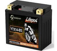 MOUDENSKAY Batería de Litio para Moto 12V Batería de Litio Powersports con BMS,LiFePO4 Batería de Moto (YTX14-BS 12.8V 8Ah 500CCA) para Motos, ATV, UTV, Motos de Agua, etc.