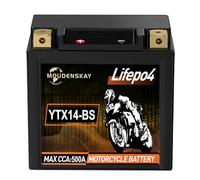 MOUDENSKAY Batería de Litio para Moto 12V bateria litio moto Powersports con BMS(YTX14-BS 500~600CCA 12.8V 6Ah) LiFePO4 Batería de Motocicleta para Motocicletas,ATV,UTV,Motos de Agua,etc.