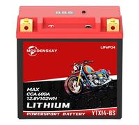 MOUDENSKAY Batería de Litio Para Moto, Bateria Litio 12v Motocicleta con BMS, 102WH 8Ah YTX14-BS LiFePO4 Motor de Arranque de la Batería Para Motocicleta, ATV, UTV, 4 Wheeler, y más