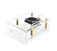 MOUDOAUER Carcasa acrílica + caja de ventilador de refrigeración, funda protectora transparente para Raspberry Pi 5