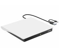 Mougerk Unidad de DVD externa, portátil tipo C, USB 3.0, reproductor de DVD, CD, DVD, CD, +/-RW, lector de ROM, grabadora para portátiles de escritorio (blanco)
