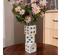 MOUGIGI Jarrón de Dados de cerámica, decoración única para Flores secas, Rosa, Hierba de Las Pampas, Impresionante diseño para Cualquier Espacio Moderno para Inspirar Sonrisas