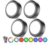 MOUJUCHI Luz Led Armario, 4 Pcs RGB Luces Led Armario, Lamparas a Pilas con Control Remoto para Armarios, Pasillo, Escalera, Sótano, Garaje (Negro)