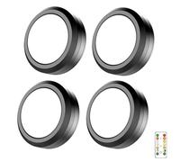 MOUJUCHI Luz Led Armario, 4Pcs Luces Led Armario, Lamparas a Pilas con Control Remoto para Armarios, Pasillo, Escalera, Sótano, Garaje (Negro)