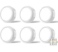 MOUJUCHI Luz Led Armario, 6 Pcs Luces Led Armario, Lamparas a Pilas con Control Remoto para Armarios, Pasillo, Escalera, Sótano, Garaje (Blanco)