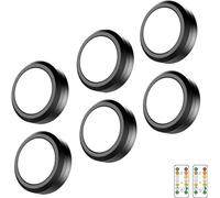 MOUJUCHI Luz Led Armario, 6 Pcs Luces Led Armario, Lamparas a Pilas con Control Remoto para Armarios, Pasillo, Escalera, Sótano, Garaje (Negro)