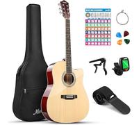 Moukey Acoustic Guitar Full Size Kits for Beginners Adults 4/4 41" Guitar Bundles with Chord Poster, Gig Bag, Tuner, Steel Strings, Strap, Natural