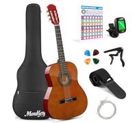 Moukey Basswood 36 Inch mini Guitarra clásica para principiantes, Natural Brown