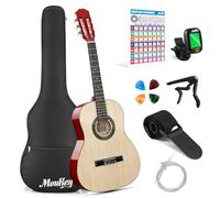 Moukey Basswood 36 Inch mini Guitarra clásica para principiantes, Natural Light