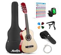 Moukey Guitarra acústica de 30 pulgadas para principiantes, niños y jóvenes, tamaño 1/4, kit de guitarra acústica Dreadnought con póster de acordes, bolsa de concierto, afinador, púas, cuerdas de