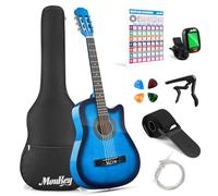 Moukey Guitarra acústica de 38 pulgadas para principiantes, niños, jóvenes y adultos, kit de guitarra acústica con póster de acordes, bolsa de concierto, afinador, púas, cuerdas de nailon, cejilla