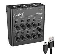 Moukey Mezclador deLínea 8 Canales/Mesa Mezcla Ultra Bajo Ruido/Mini Mezclador deAudio DC 5V 4-Stereo para Pequeños Clubes o Bares