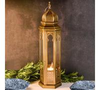 Moulan - Farol oriental (cristal, 50 cm), color dorado
