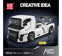 Mould King 10036, Bloques de Construcción de Camión de Caballero, 1604 Piezas, Ladrillos de Modelo de Camión de Carreras Blanco, Juguete Coleccionable de Ensamblaje DIY para Adultos 10036 NO BOX