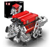 Mould King 10163 Technic W16 - Juego de 955 bloques de construcción con control por aplicación y motor modelo técnico con 16 cilindros y caja de pilas para adultos (rojo)