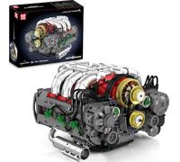 Mould King 10181 - Kit de construcción de motor bóxer de 6 cilindros, motor plano de 6 cilindros, bloques de sujeción para coche, modelo técnico, incluye motor y caja de pilas como juguete/regalo