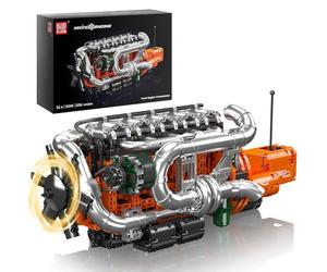 Mould King 10200 Technik V8 Motor Bausatz Bausteine Modell Klemmbausteine Motor mit Übertragungsfall Simulation LKW Auto Engines Kit für Erwachsene (3472 piezas)