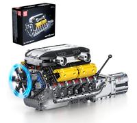 Mould King 10202 Kit de Motor V12 Piedras de Montaje de automóviles Piedras de fijación Motores con función de Cambio Kit de Motor de automóviles para Adultos(1260 Piezas)