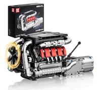 Mould King 10203 Technik V8 Motor Bausatz Bausteine Bausteine M8 Motorbauatz Klemmbausteine Simulación Motor con Funcional Auto Engine Kit para Adultos (1169 Piezas)