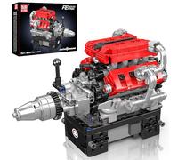 Mould King 10204 V8 - Juguete de construcción de Motor V8 - Construye tu Propio Kit de Motor V8 Que Funciona, 8 Cilindros de Gasolina V8, Kit de construcción de Modelo de Motor de Coche para niños