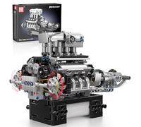 Mould King 10206 Technik V8 Motor Bausatz Bausteine Klemmbausteine Motor MCL V-8 Engine Kit Klemmbausteine Simulación Gasolina Modelo para Adultos (737 Piezas)