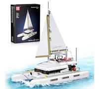 Mould King 10217 Bloques de sujeción Bloques de construcción de buques Velero Catamarán Barco Juguete con Velas de Tela y Zona de tomar el sol Compatible con Otras Marcas (893 piezas)