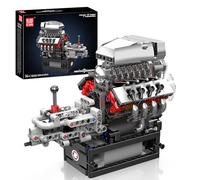 Mould King 10225 Tecnología V8 Motor y Engranaje Bloques de Abrazadera, STEM 855+ Piezas Bloques de Modelo de Motor con Motor, MOC Auto Engine Modelo Juguetes para Adolescentes/Adultos Colección