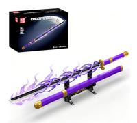 Mould King 10260 Espada Estilo Anime de Bloques de construcción con iluminación LED, Modelo de Sable Luminoso para Adultos, Espada Pirata-samurái de Cosplay con Funda y Base de exhibición