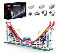 Mould King 11030 Montaña Rusa motorizada Bloques de sujeción Set - 2262 | Modelo de parque de atracciones con motores 2 L, caja de batería e interruptor, kit de montaña rusa grande para adultos