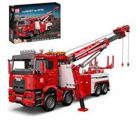 Mould King 17027 Red Road Rescue Truck Building Block Kits, camión grúa MOC con motores, kit de vehículo de construcción grande, 4883 piezas