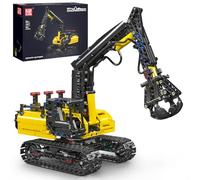 Mould King 17077 Technik Excavador con orugas, pinza hidráulica de madera, excavador de juguete para adultos, excavador de bolsillo, juguete educativo mecánico (versión estática)