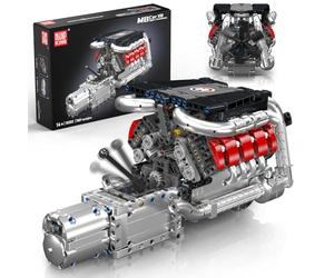 Mould King Kit de construcción de motor V8 para adultos, MOC Ideas Mini transmisión de 4 velocidades V8 modelo de motor de juguete para exhibición, proyecto de construcción STEM para niños de 8 a 14