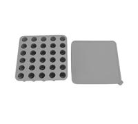 Moule à glace silicone avec couvercle, 30 glacons faciles à libérer, Facile nettoyer et polyvalent pour les boissons fraîches d'été (Gris)