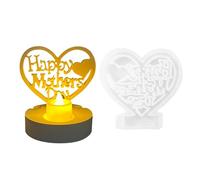 Moule Bonne Fête Des Mères,Moule De Coeur,Moule En Silicone Pour Insertion De Chandelier, Bougeoir Enfichable, Moule En Plâtre De Ciment, Moule En Résine À Faire S