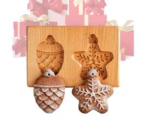 Moules à Biscuits en Bois,Motifs 3D Boiis Réalistes | Moule à Gaufrage en Boois - pour Mariage Maison Fête Célébration Pâtisserie Cuisine Artisanat