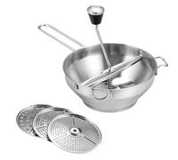 Moulin Alimentaire | Moulin À Grains Manuel En Acier | Inoxydable Manivelle Robuste Avec | 3 Disques Interchangeables Pour Écraser Fruits, Légumes, Céréales Et Préparer Purées Ou Sauces Maison