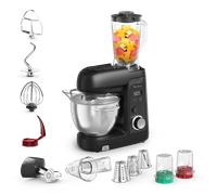 Moulinex Bake Partner +, Robot de repostería, 1100 W, 5 Accesorios Versátiles, Capacidad del bol 4,6L, Batidora 1,15l, Báscula Integrada, Kit Bakegood