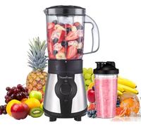 Moulinex Blend&Go, Batidora de vaso de 300 W, con jarra de 1,3 L y botella de plástico de 750 ml, 4 cuchillas extraíbles, acabado acero inoxidable, LM1B1D