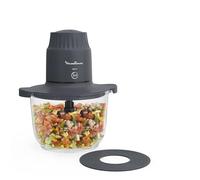 Moulinex Choppeo, Picadora eléctrica con vaso de vidrio de 2 L (útil 1 L), 4 cuchillas inox, 2 velocidades, Motor 500 W, Vidrio de borosilicato resistente, DJ602110