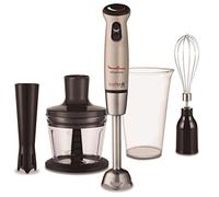 Moulinex DD866A10 Batidora de inmersión, con picadora, emulsionador, Accesorio Salsas, función Turbo, 750 W, 20 Velocidades, Champagne