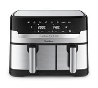 Moulinex Dual Easy Fry EZ905D20 freidora Doble 8,3 L Independiente 2450 W Freidora de aire caliente Negro, Acero inoxidable