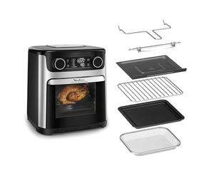 Moulinex Easy Fry Air Fryer, multicocina y horno, 15 L, 9 programas, freidora sin aceite, 3 niveles de cocción, compacto, extra crisp, negro, AL556DF0, acero inoxidable