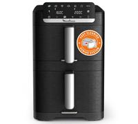 Moulinex Easy Fry Crispy Stack EZ7568F0 Freidora de aire vertical con doble resistencia, ahorro de espacio, cocción al aire uniforme y crujiente, frontal extraíble