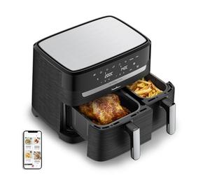 Moulinex Easy Fry Dual YY5545FB - Freidora sin aceite, 8,3 l, 2 cajones, 7 programas, Air Fryer, digital, libro de 20 recetas (idioma español no garantizado)